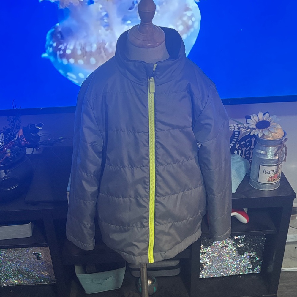 Kids Gray Jacket with Neon Green Zipper